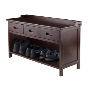 Winsome Wood Adriana Storage Bench With 3 Drawers, Stylish Walnut Finish For Entryway, Mudroom & Playroom Walnut Solid ,Composite Wood 94038-winsome-wood