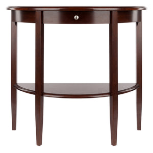 Winsome Wood Concord Half Moon Console Table In Walnut – Timeless Solid Wood Entryway Furniture With Drawer & Shelf Walnut Solid ,Composite Wood 94039-winsome-wood