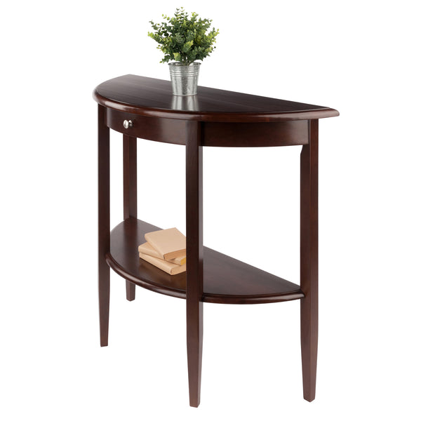 Winsome Wood Concord Half Moon Console Table In Walnut – Timeless Solid Wood Entryway Furniture With Drawer & Shelf Walnut Solid ,Composite Wood 94039-winsome-wood