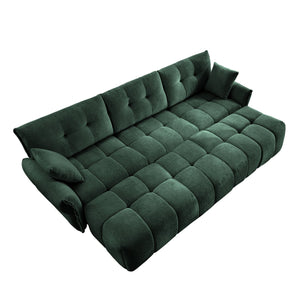 English Elm 3-Seater Sofa Set With 3 Ottomans & Pillows, Elegant Green Chenille, Durable Wood Frame, Versatile Comfort W714S01163