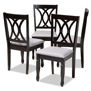 Baxton Studio Baxton Reneau Modern Dining Chair Set of 4 - Gray Upholstered with Espresso Wood Finish for Elegance RH316C-Grey/Dark Brown-DC-4PK