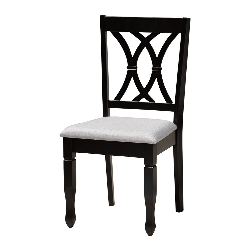 Baxton Studio Baxton Studio Maya 5-Piece Modern Grey Fabric Dining Set with Espresso Wood for Stylish Spaces Maya-Grey/Dark Brown-5PC Dining Set