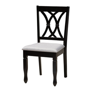 Baxton Studio Baxton Studio Maya 5-Piece Modern Grey Fabric Dining Set with Espresso Wood for Stylish Spaces Maya-Grey/Dark Brown-5PC Dining Set