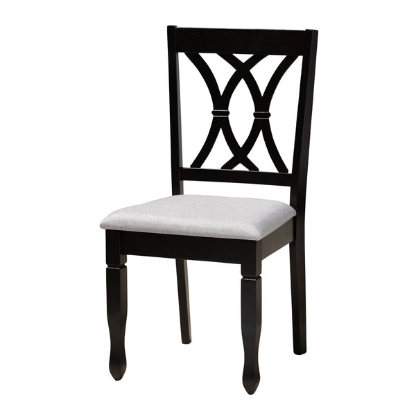 Baxton Studio Baxton Studio Maya 5-Piece Modern Grey Fabric Dining Set with Espresso Wood for Stylish Spaces Maya-Grey/Dark Brown-5PC Dining Set