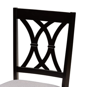 Baxton Studio Baxton Studio Maya 5-Piece Modern Grey Fabric Dining Set with Espresso Wood for Stylish Spaces Maya-Grey/Dark Brown-5PC Dining Set