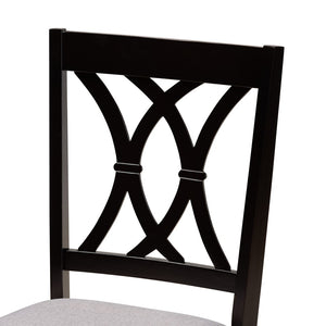 Baxton Studio Baxton Millie 5-Piece Modern Dining Set, Grey Upholstered Chairs & Round Table with Dark Wood Finish Millie-Grey/Dark Brown-5PC Dining Set