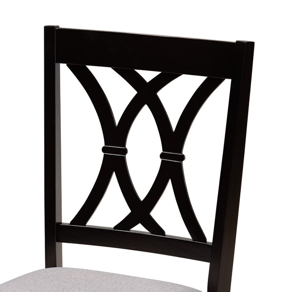 Baxton Studio Baxton Millie 5-Piece Modern Dining Set, Grey Upholstered Chairs & Round Table with Dark Wood Finish Millie-Grey/Dark Brown-5PC Dining Set