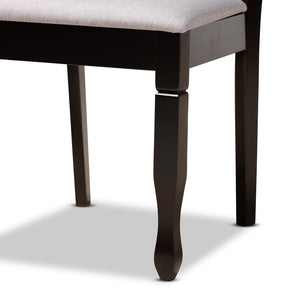 Baxton Studio Baxton Millie 5-Piece Modern Dining Set, Grey Upholstered Chairs & Round Table with Dark Wood Finish Millie-Grey/Dark Brown-5PC Dining Set