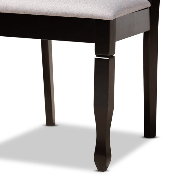Baxton Studio Baxton Millie 5-Piece Modern Dining Set, Grey Upholstered Chairs & Round Table with Dark Wood Finish Millie-Grey/Dark Brown-5PC Dining Set