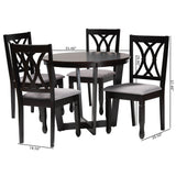 Baxton Studio Aggie Modern Grey Fabric and Dark Brown Finished Wood 5-Piece Dining Set