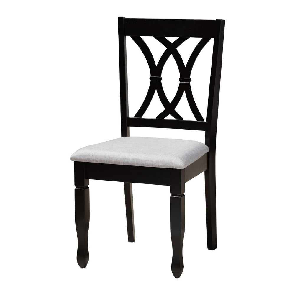 Baxton Studio Baxton Studio Aggie Modern Grey Fabric Dining Set - 5-Piece Round Table & Cozy Chairs Combination Lindy-Grey/Dark Brown-5PC Dining Set