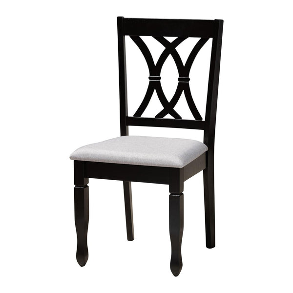 Baxton Studio Baxton Studio Aggie Modern Grey Fabric Dining Set - 5-Piece Round Table & Cozy Chairs Combination Lindy-Grey/Dark Brown-5PC Dining Set