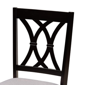 Baxton Studio Baxton Studio Aggie Modern Grey Fabric Dining Set - 5-Piece Round Table & Cozy Chairs Combination Lindy-Grey/Dark Brown-5PC Dining Set