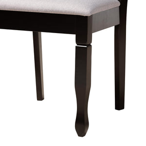 Baxton Studio Baxton Studio Aggie Modern Grey Fabric Dining Set - 5-Piece Round Table & Cozy Chairs Combination Lindy-Grey/Dark Brown-5PC Dining Set
