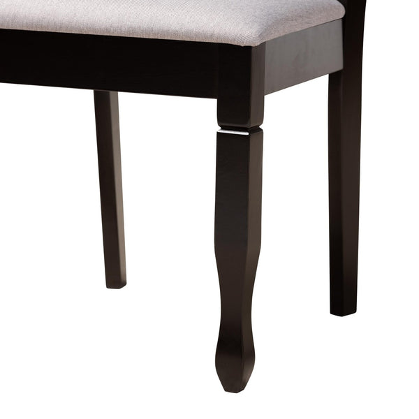 Baxton Studio Baxton Studio Aggie Modern Grey Fabric Dining Set - 5-Piece Round Table & Cozy Chairs Combination Lindy-Grey/Dark Brown-5PC Dining Set