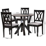 Baxton Studio Irene Modern Grey Fabric and Dark Brown Finished Wood 5-Piece Dining Set