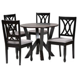 Irene Modern Fabric and Dark Brown Finished Wood 5-Piece Dining Set