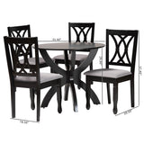 Baxton Studio April Modern Grey Fabric and Dark Brown Finished Wood 5-Piece Dining Set