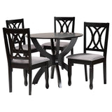 April Modern Fabric and Dark Brown Finished Wood 5-Piece Dining Set