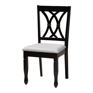 Baxton Studio Baxton Modern 5-Piece Dining Set - Grey Fabric Chairs & Dark Brown Wood Table for Stylish Comfort Mirela-Grey/Dark Brown-5PC Dining Set