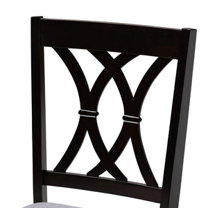 Baxton Studio Baxton Reneau Modern Dining Chair Set of 4 - Gray Upholstered with Espresso Wood Finish for Elegance RH316C-Grey/Dark Brown-DC-4PK