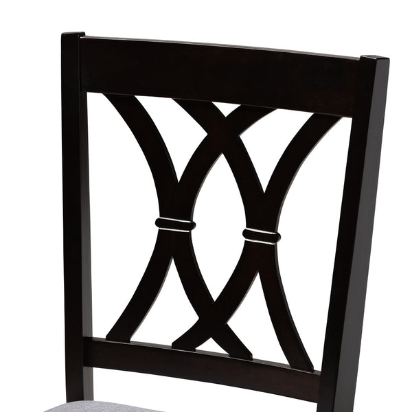 Baxton Studio Baxton Reneau Modern Dining Chair Set of 4 - Gray Upholstered with Espresso Wood Finish for Elegance RH316C-Grey/Dark Brown-DC-4PK