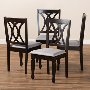 Baxton Studio Baxton Reneau Modern Dining Chair Set of 4 - Gray Upholstered with Espresso Wood Finish for Elegance RH316C-Grey/Dark Brown-DC-4PK