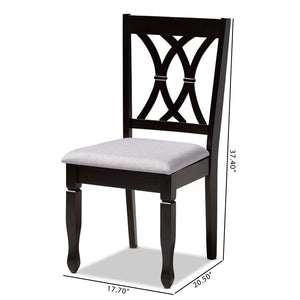 Baxton Studio Baxton Reneau Modern Dining Chair Set of 4 - Gray Upholstered with Espresso Wood Finish for Elegance RH316C-Grey/Dark Brown-DC-4PK