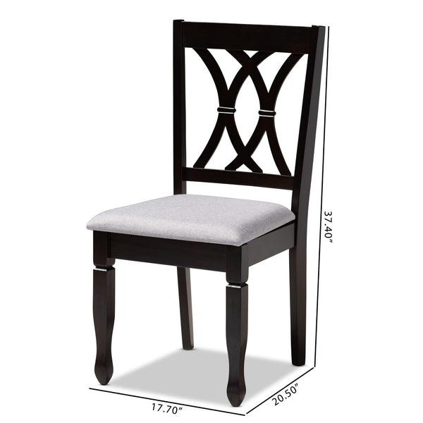 Baxton Studio Baxton Reneau Modern Dining Chair Set of 4 - Gray Upholstered with Espresso Wood Finish for Elegance RH316C-Grey/Dark Brown-DC-4PK