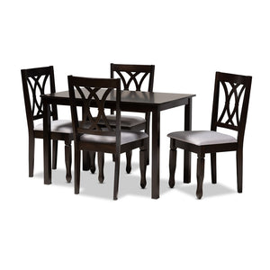 Baxton Studio Baxton Studio Reneau 5-Piece Dining Set: Modern Gray Upholstered Chairs & Espresso Wood Table RH316C-Grey/Dark Brown-5PC Dining Set