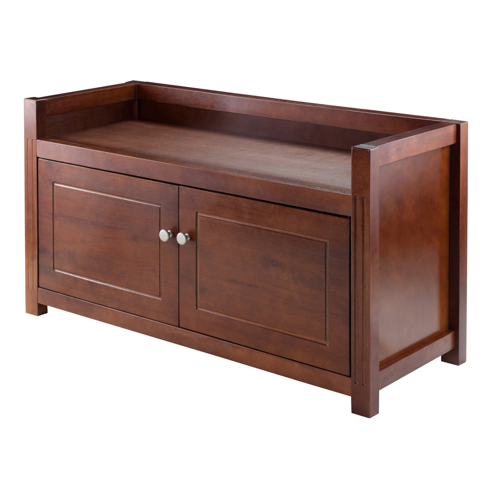 Winsome Wood Charleston Storage Bench With Generous Cabinets For Home Organization - Stylish Walnut Finish & Comfort Walnut Solid ,Composite Wood 94040-winsome-wood