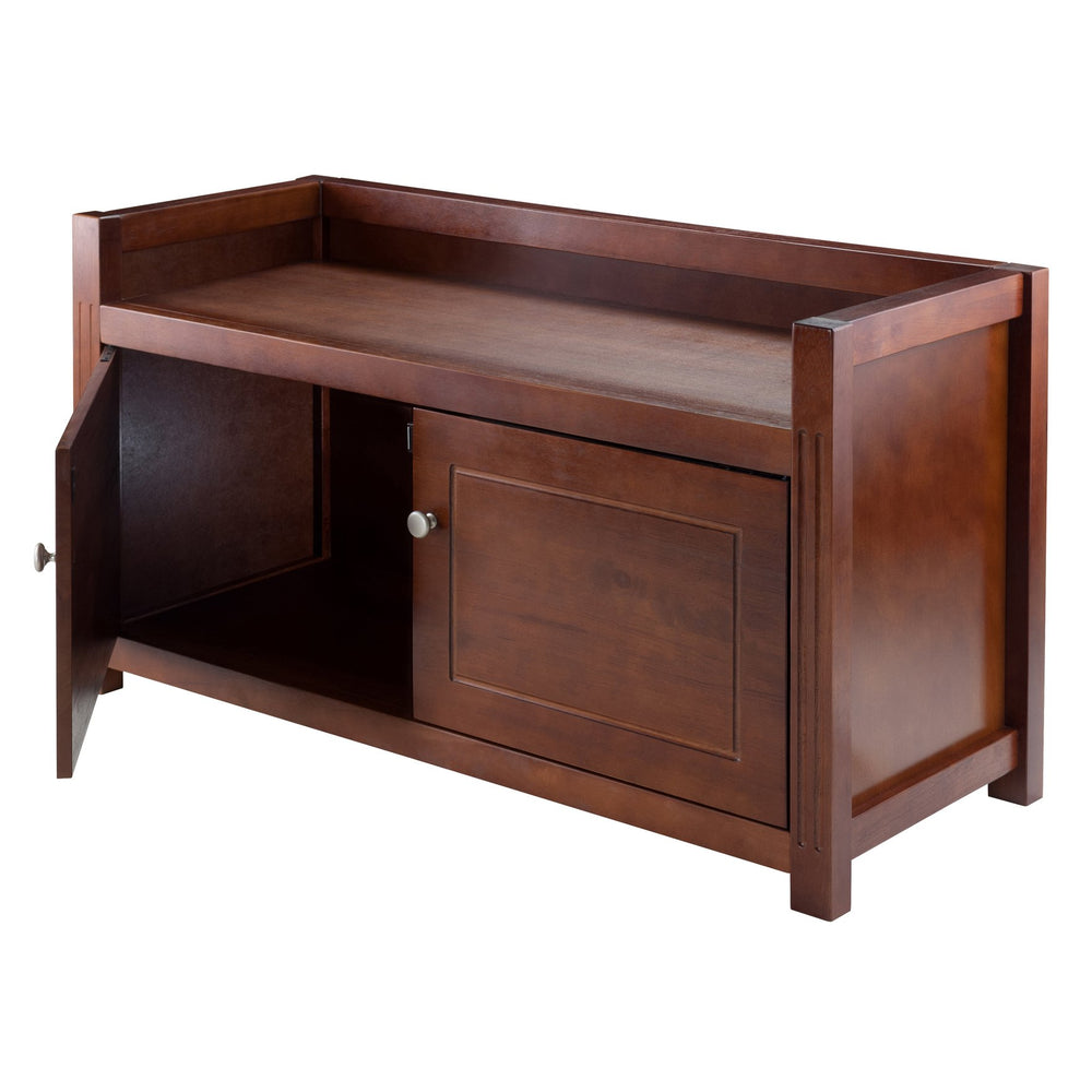 Winsome Wood Charleston Storage Bench With Generous Cabinets For Home Organization - Stylish Walnut Finish & Comfort Walnut Solid ,Composite Wood 94040-winsome-wood