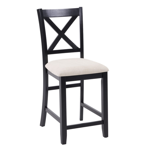 English Elm Dining Chairs Set of 4 Solid Rubberwood Counter Height with Padded Linen Seat W1998P336529