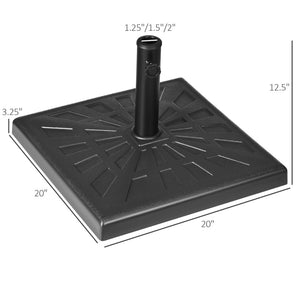 English Elm Square Resin Patio Umbrella Base 42 Lb Cast Iron Core Matte Black Freestanding Stand T3971P427403