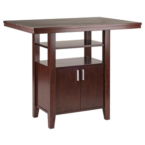 Winsome Wood Albany High Table With Storage Cabinet - Stylish Walnut Design For Dining, Work, Or Accent Use Walnut Solid ,Composite Wood 94042-winsome-wood