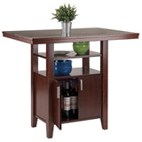 Winsome Wood Albany High Table With Storage Cabinet - Stylish Walnut Design For Dining, Work, Or Accent Use Walnut Solid ,Composite Wood 94042-winsome-wood