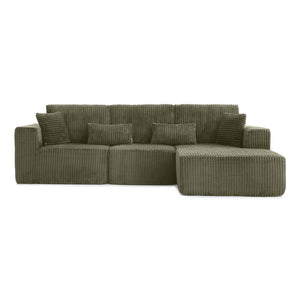 English Elm 109'' Modular Cloud Sectional with Deep Corduroy Cushions for Living Room Lounging W1117S00305