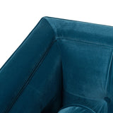 English Elm Jack 84" Modern Tuxedo Tufted Sofa, Satin Teal Blue Velvet