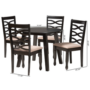 Baxton Studio Baxton Studio Ruby 5-Piece Modern Dining Set in Beige Fabric & Dark Brown Wood - Elegant Comfort! Ruby-Sand/Dark Brown-5PC Dining Set