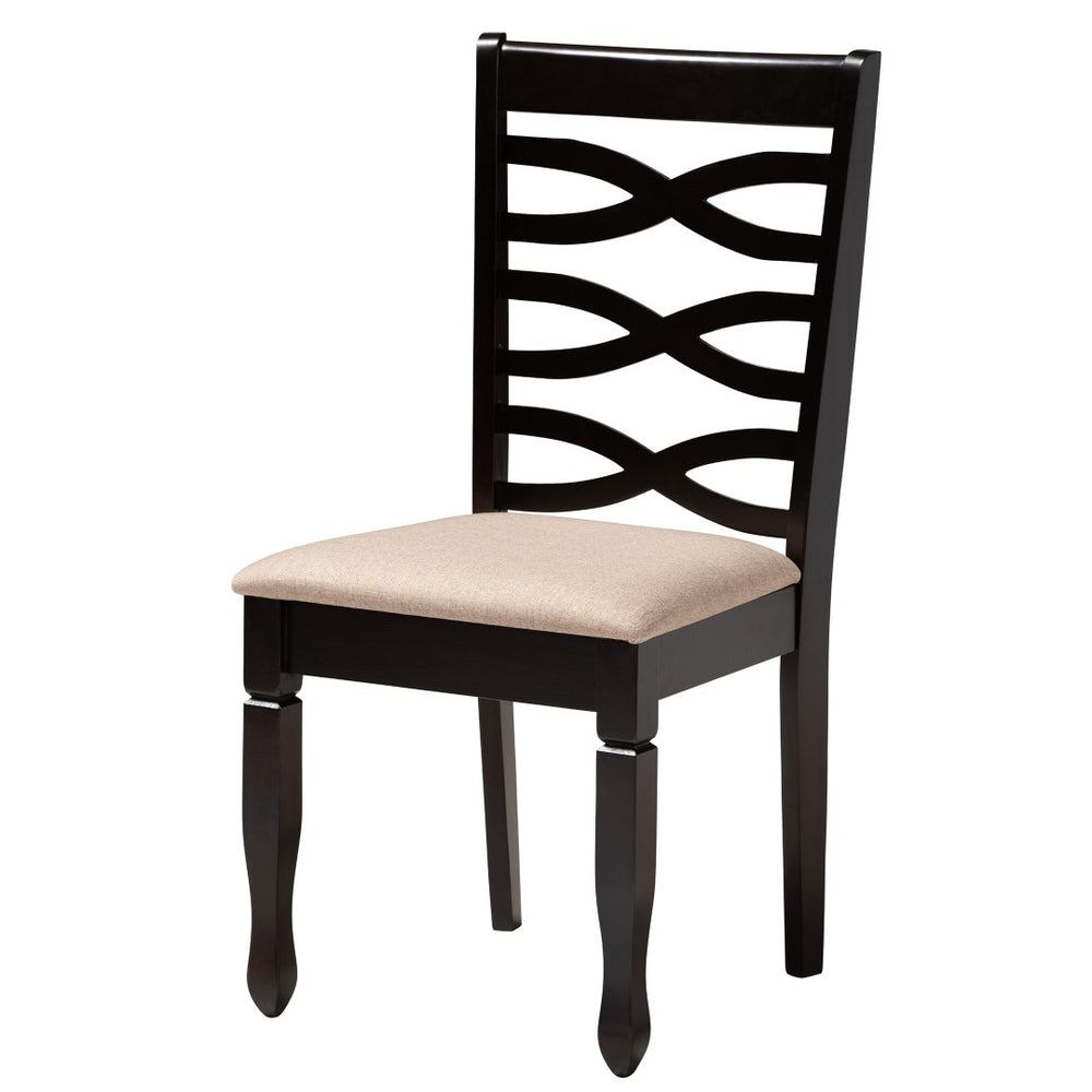 Baxton Studio Baxton Studio Ruby 5-Piece Modern Dining Set in Beige Fabric & Dark Brown Wood - Elegant Comfort! Ruby-Sand/Dark Brown-5PC Dining Set