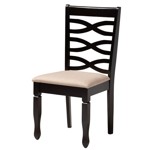 Baxton Studio Baxton Studio Ruby 5-Piece Modern Dining Set in Beige Fabric & Dark Brown Wood - Elegant Comfort! Ruby-Sand/Dark Brown-5PC Dining Set