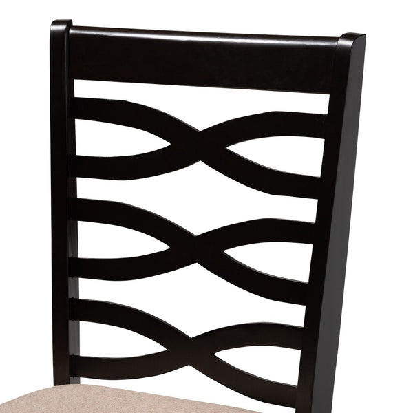 Baxton Studio Baxton Studio Ruby 5-Piece Modern Dining Set in Beige Fabric & Dark Brown Wood - Elegant Comfort! Ruby-Sand/Dark Brown-5PC Dining Set