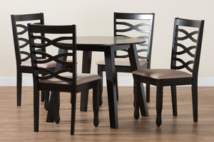 Baxton Studio Baxton Studio Ruby 5-Piece Modern Dining Set in Beige Fabric & Dark Brown Wood - Elegant Comfort! Ruby-Sand/Dark Brown-5PC Dining Set