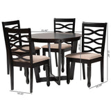 Baxton Studio Leda Modern Sand Fabric and Dark Brown Finished Wood 5-Piece Dining Set