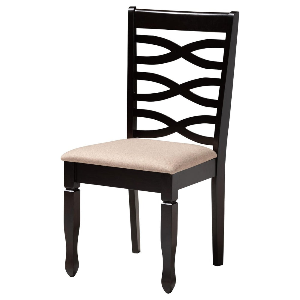 Baxton Studio Baxton Leda Modern 5-Piece Dining Set with Sand Fabric & Dark Brown Wood for Stylish Spaces Leda-Sand/Dark Brown-5PC Dining Set