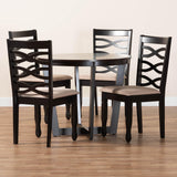 Baxton Studio Leda Modern Sand Fabric and Dark Brown Finished Wood 5-Piece Dining Set