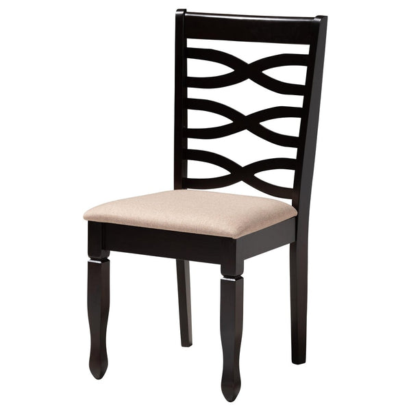 Baxton Studio Baxton Studio Ariane 5-Piece Dining Set - Modern Round Table & Plush Sand Chairs for Stylish Comfort Betty-Sand/Dark Brown-5PC Dining Set