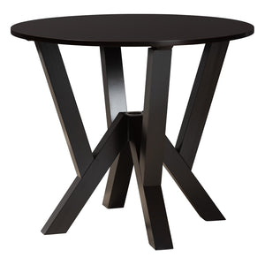 Baxton Studio Baxton Studio Ariane 5-Piece Dining Set - Modern Round Table & Plush Sand Chairs for Stylish Comfort Betty-Sand/Dark Brown-5PC Dining Set
