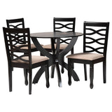 Baxton Studio Aspen Modern Sand Fabric and Dark Brown Finished Wood 5-Piece Dining Set