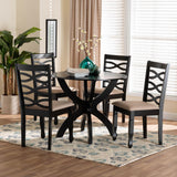 Baxton Studio Aspen Modern Sand Fabric and Dark Brown Finished Wood 5-Piece Dining Set